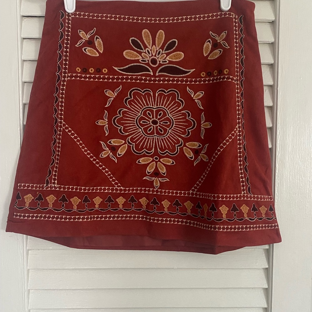 Patterned Suede Skirt